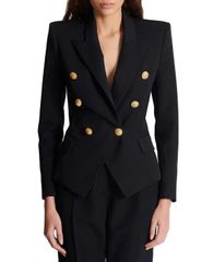 バルマン レディース アウター ジャケット・ブルゾン ジャケット Balmain Grain De Poudre 6Button Fitted Jacket Black ブラック