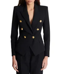 バルマン レディース アウター ジャケット・ブルゾン ジャケット Balmain Grain De Poudre 6Button Fitted Jacket Black ブラックのサムネイル