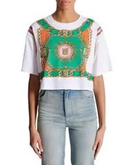 バルマン レディース トップス シャツ プリント Tシャツ クロップド Cropped TShirt with Balmain Foulard Print Multicolor マルチカラーのサムネイル