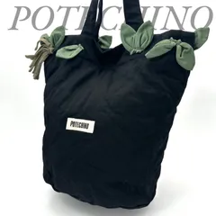 【B5589】 POTECHINO ポテチーノ トートバッグ ブラック コットン 葉っぱモチーフ 肩掛け マジックテープ レディース 大容量のサムネイル