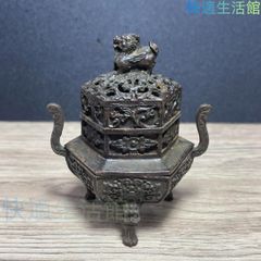 香道具 高岡銅器 三好三治 蝋型鋳銅 香炉 四足 松竹梅文香炉 共箱