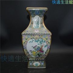 パステル蒔絵花鳥多稜梅瓶 景徳鎮 陶磁器 装飾品 現代工芸品 美術品 置物 パステル蒔絵花鳥多稜梅瓶 景徳鎮 陶磁器 装飾品 現代工芸品 美術品