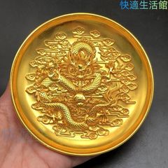 銅器 浮彫九龍戯珠銅盤 風水 置物 茶道具 装飾品 工芸品 - メルカリ