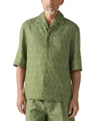 ゼニア メンズ トップス シャツ プリント リネン ZEGNA Oasi Net Print Linen Shirt Pine Green グリーンのサムネイル