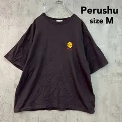 Perushu ペルーシュ M サイズ チュッパチャプス コラボ 半袖 Tシャツ カットソー クルーネック 丸首 PE232198BW コットン100% チャコールグレー バックプリント ロゴ 刺繍 ワッペン スケーター ストリート  ★ ■◆のサムネイル