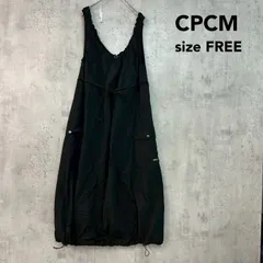 CPCM シーピーシーエム FREE ブラック ドロスト バルーン ワンピース ジャンパースカート サロペット キャミワンピ ロング マキシ ナイロン ノースリーブ ミリタリー カーゴ ウエストリボン カジュアル ゆったり ★ ■◆のサムネイル