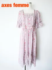 【新品】axes femme　アクシーズファーム　カントリーローズワンピース　定価9,900円　F（フリー）　ピンク　パープル　レッド他　ロング　上品　可愛い　送料込み　6467971