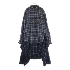 AMBUSH (アンブッシュ) ロゴ刺繍 ロング フランネル 長袖チェックシャツ ブルーのサムネイル