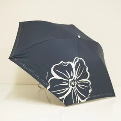 折りたたみ日傘 mabu マブ USED美品 晴雨兼用 ジャンプ ヒートカットチタンコート ネイビー フラワー 軽量 遮光 遮熱 UV 50cm FA9726のサムネイル
