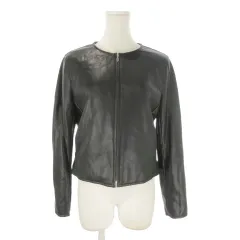 ミッシュマッシュ MISCH MASCH フェイクレザージャケット 上着 M 黒 ブラック 無地 ノーカラー 長袖 ジップアップ /MN20 ■ECA006のサムネイル
