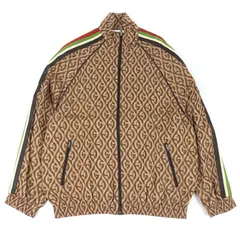 美品○GUCCI グッチ 587358 Gランバス サイドライン レザー使い トラックジャケット ブラウン系 S イタリア製 正規品 メンズのサムネイル