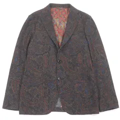 極美品□ETRO エトロ ウール100％ ペイズリー柄 シングル アンコンジャケット テーラードジャケット マルチカラー 50 イタリア製 正規品のサムネイル