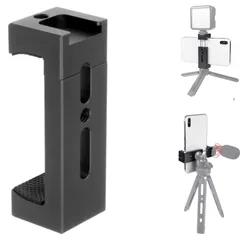 【新品】 2Way スマートフォン ホルダー 1/4" 三脚 一脚 セルカ棒 アタッチメント 対応 1/4インチ ＆ 3/8インチ 三脚穴 シューマウント付き クリップ 固定 携帯電話 コールドシュー アダプター スマホホルダー アルミ合金製 ブラケット MCのサムネイル