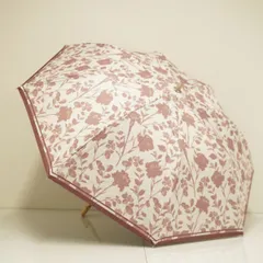折りたたみ日傘  mila schon ミラショーン USED美品 晴雨兼用 ピンク系 シルエットフラワー 遮光 UV 50cm FA9728のサムネイル