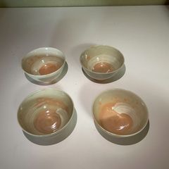 D-4 萩焼 汲出し碗 4客セット 御本手 貫入 茶器 湯呑 和食器 レトロ 