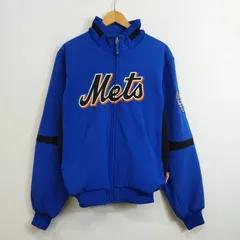 Majestic MLB Mets ソフトシェル ジャケット ニューヨークメッツ オーセンティック ジップアップ 野球 メジャーリーグ 裏地 フリース 切替 アウター Y2K グラコン ブルー S F563のサムネイル