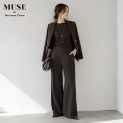 【未使用に近い / 美シルエットの上質ウール100% 】MUSE de Deuxieme Classe / ミューズ ドゥ ドゥーズィエム クラス 36「Mサイズ / 9号相当」ブラウン ウール100％ エレガントパンツ 通勤 学校行事 お食事会のサムネイル