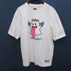 グラフアンドウー GRAF&WU 半袖 Tシャツ カットソー 厚手 L 白系 ホワイト 天使＆悪魔 ゴースト プリント 刺繍のサムネイル