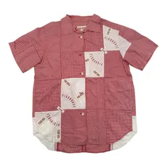 【Mサイズ】ピンクハウス ギンガムチェックシャツ ブラウス 赤 ワッペン ロゴ PINK HOUSEのサムネイル