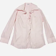 Courreges クレージュ ストライプフリルブラウス シャツ ロゴストーン/38/レディース/Y2K ウィッシュコア 韓国のサムネイル