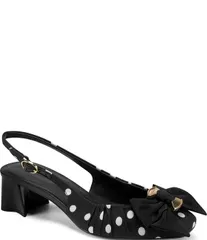 カール ラガーフェルド レディース シューズ ヒール ドット柄 ドット サンダル KARLAGERFELD PARISprouse Polka Dot Bow Slingback Sandals Blのサムネイル