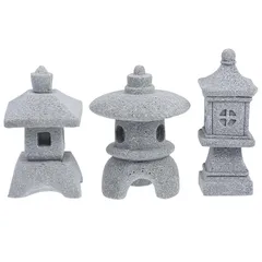 【新品】 KESYOO ミニチュア 塔 パゴダ 3個セット 灯籠 置物 和風 日本庭園 禅 オブジェ 水槽 アクアリウム オーナメント 盆栽 箱庭 装飾 隠れ家 (グレー / 6cm) 0のサムネイル