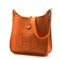 [Certificate of Authenticity Included] Hermès Evelyne 1 PM Orange Veau Epsom Shoulder Bag, 2004 Model, H Stamp