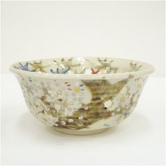京焼 橋本紫雲造 色絵霞草花文茶碗（共箱） 茶道 抹茶 おしゃれ 抹茶