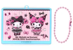 【中古】キーホルダー マイメロディ＆クロミ(ピンク/ストライプ) アクリルチャーム 「Happyくじ My Melody ＆ Kuromi 50th＆20th Anniversaries」 F賞