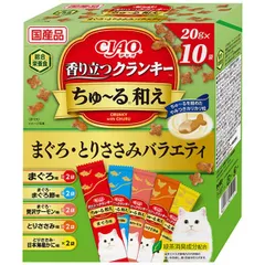 【新品・7営業日以内発送】いなばペットフード P-487 CIAO 香り立つクランキー ちゅ～る和え まぐろ・とりささみバラエティ 20g×10袋 P487【沖縄離島販売不可】のサムネイル