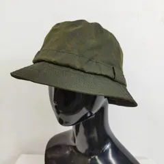 VINTAGE オイルド バケット ハット サファリハット 帽子 アウトドア ゴープコア イギリス製 ユーロ 古着 vintage babour風 グリーン系 L   F586のサムネイル