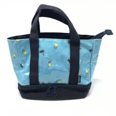 【美品】アダバット 二層式カートバッグ ライトブルー×ネイビー 総柄 ヤシの木 内ポケット  ゴルフ adabatのサムネイル