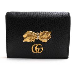 ✨極美品✨ グッチ 二つ折り財布 マーモント シボ バタフライ 蝶