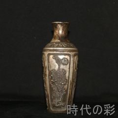 フランス アンティーク エタン ピューター 天使 花瓶 アール