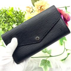 Louis Vuitton Epi New Portefeuille Sarah LV Logo Long Wallet Bi-fold Noir Black CA4138 Excellent Condition