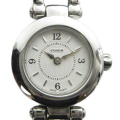 Coach W024 Watch, Quartz, Leather Strap, White Dial, Silver Tone ■GY18 /MQ