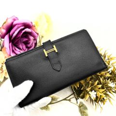 Hermes Bearn Soufflet Veau Epsom Bi-fold Long Wallet Black □J HERMES Bearn Soufflet Women's Men's
