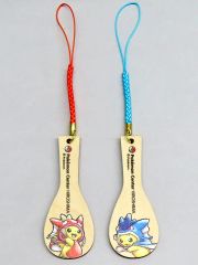 [Used] Keychain Set of 2 Types: Rice Paddle Charm "Pokémon" - Commemorative item for the opening of Pokémon Center Hiroshima (purchase bonus item)