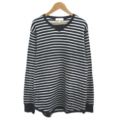 エーグル AIGLE ワッフルTシャツ L 紺 ネイビー 白 ホワイト ボーダー柄 クルーネック 長袖 /NP ■GY99のサムネイル