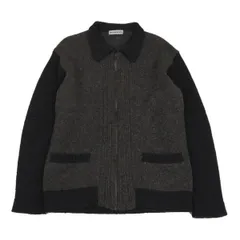 イッセイミヤケメンISSEY MIYAKE MEN ウールスリーブ切替ニットブルゾン カーキ黒Lのサムネイル