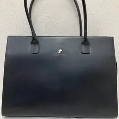 Y5398　courreges　クレージュ　トートバッグ　ビジネスバッグ　リクルート　仕事用バッグ　就活　ブラック　黒　レザー　レディース　冠婚葬祭　フォーマル　オケージョン　ポケット多数のサムネイル