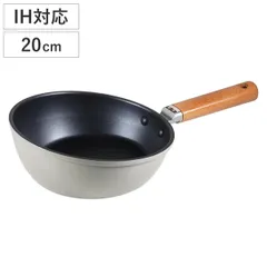 フライパン 20cm IH対応 フッ素加工 ラクミ 返しやすいフライパン （ 深型フライパン 炒め鍋 アルミ製 ふっ素樹脂加工 軽い アルミフライパン ガス火 いため鍋 20センチ フッ素コーティング 焦げ付きにくい 軽量 木柄 調理器具 )のサムネイル