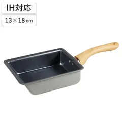 卵焼き器 13×18cm IH対応 フッ素加工 ラクミ 深い玉子焼器 （ 卵焼きフライパン エッグパン 深型 アルミ 軽い ふっ素樹脂加工 卵焼き だし巻き卵 ガス火 フライパン マルチパン 片手鍋 フッ素コーティング 軽量 木柄 PFOAフリー )のサムネイル