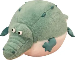 Hyack ワニ ぬいぐるみ 可愛い 抱き枕 添い寝枕 ギフト 癒しグッズ まんまる ユニーク (グリーン)のサムネイル