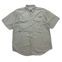 コロンビア フィッシングシャツ 半袖 メンズ S ベージュ 表地コットン 裏地メッシュ ベンチレーション 多ポケット ワークシャツのサムネイル