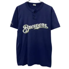 ～00s Majestic 半袖 プリントTシャツ M ネイビー マジェスティック ハーフボタン 両面プリント ～00年代 背番号 夏物 a806-6728のサムネイル