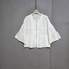 新品 PaulineBleu 裾ドロスト付フリルブルゾン F シャンドゥラローズ 