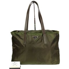 PRADA ボストンバッグ ナイロン カーキ - メルカリ