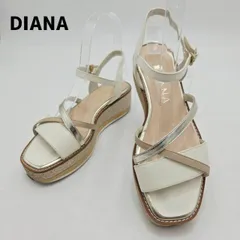 DIANA　ダイアナ　ウェッジサンダル　アンクルストラップ　ラメ　厚底　22 1/2　ホワイト/白