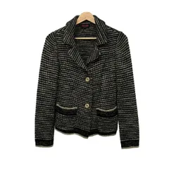 YUKITORII(ユキトリイ) ジャケット サイズ40 M レディース - 黒×ベージュ 長袖/ニット/ラメ/秋/冬のサムネイル